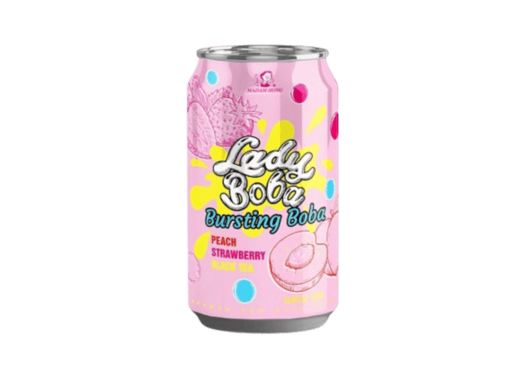 Madam Hong Peach Strawberry Black  Bubble Tea, 320ml